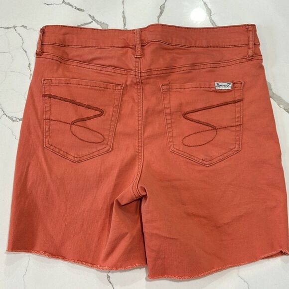 Seven7 | Women’s Coral Orange Casual Denim Jeans Shorts Size 10 - Picture 7 of 9